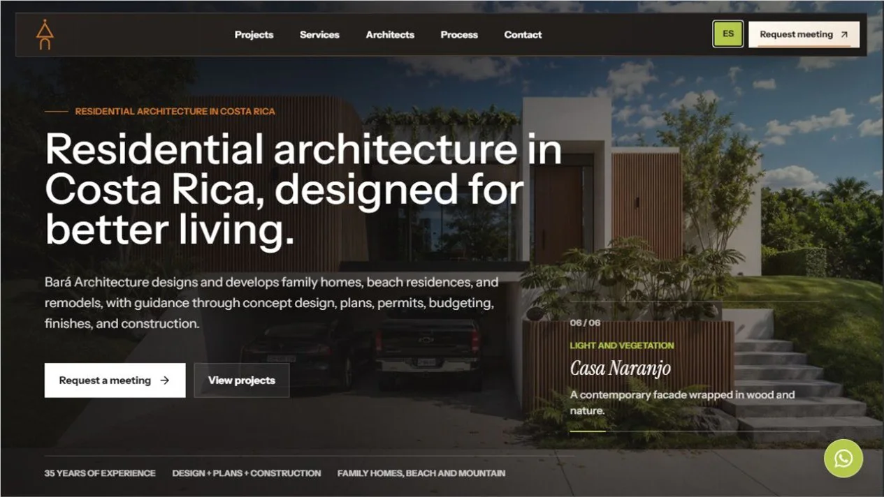 Bara Arquitectura website designed by Gromotive